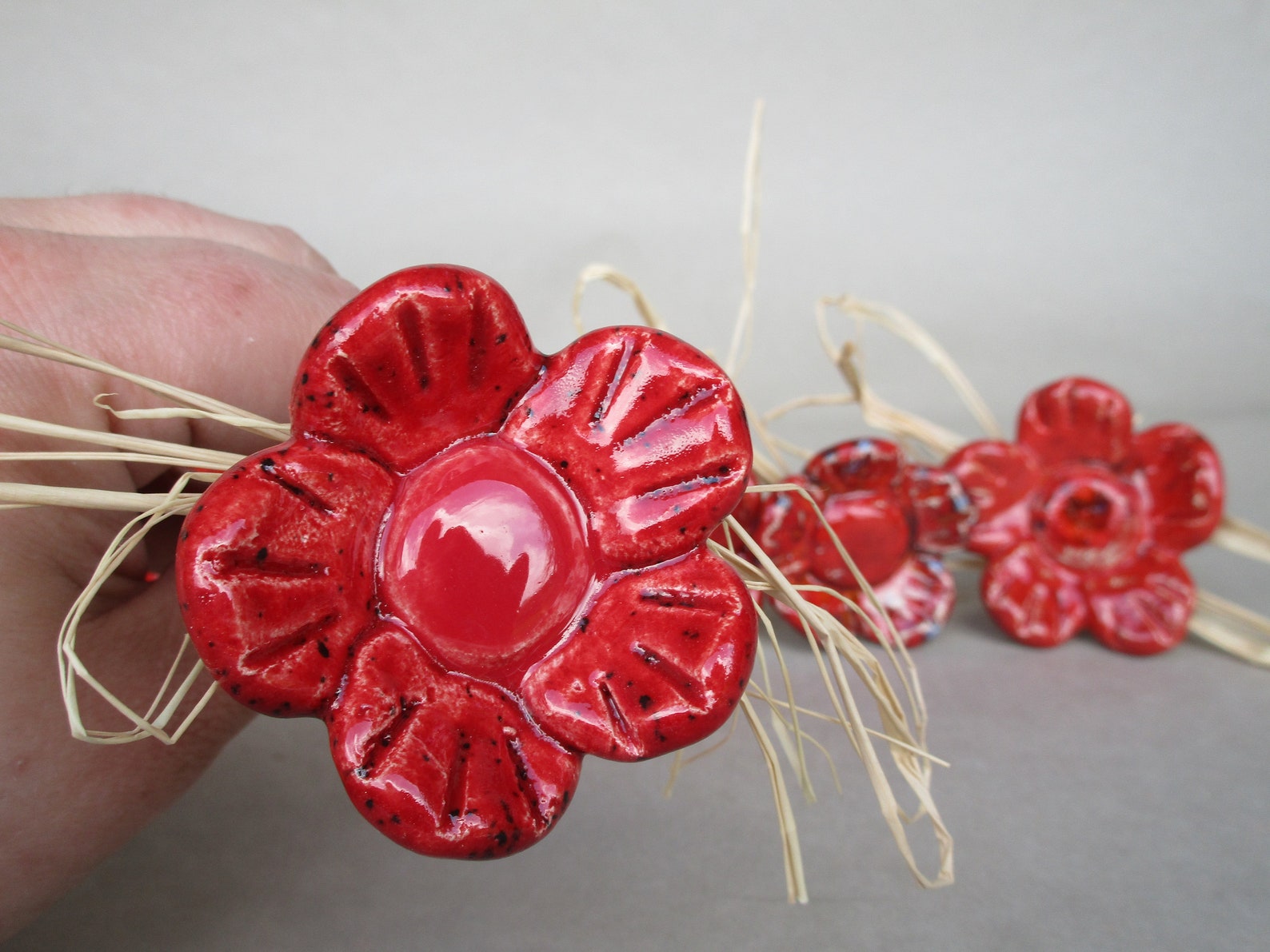 5 Ceramic flowers Handmade flowers Gift Etsy