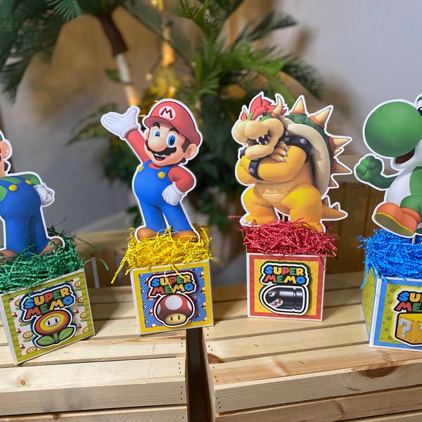 Kids Birthday Party Centerpieces, Kid Birthday Party Decor, Super Mario Birthday Party Centerpieces, Standees, Table Decor, Super Mario Bday