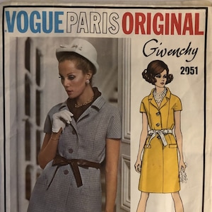 Rare VTG 2951 Vogue (mid-1960&#39;s).  Vogue Paris Original, Givenchy.  Misses&#39; Dress.  Size 14.  Complete, unused, neatly cut.  Excellent cond.