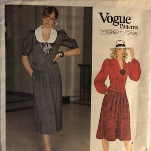 VTG 1177 Vogue (1980&#39;s).  Designer Original, Bellville Sassoon.  Misses&#39; Top & Skirt.  Size 12.  Complete, unused, FF.  Excellent condition.