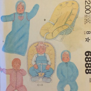 VTG 6888 McCalls (1979). Baby's bunting, jumpsuit, overalls, seat cover.  Size 6 months.  Complete, unused, FF. Excellent condition.