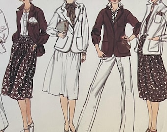 VTG 7018 Vogue (1980's).  Misses' Jacket, Skirt, Pants.  Size 14.  Complete, unused, FF.  Excellent condition.