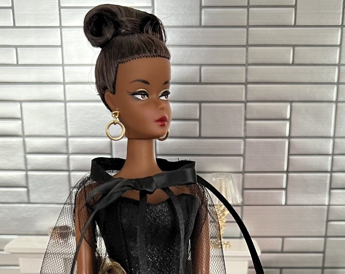 Peregrine Romantic Black Ball Gown With Lace For 11.5-12 Inch Dolls - Collector Fashion Outfit - View #12