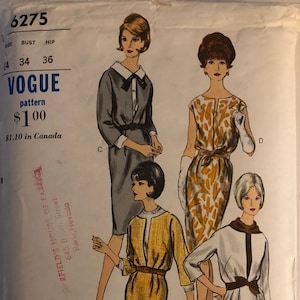 VTG 6275 Vogue (1964).  Vogue Young Fashionables.  One-piece dress & blouse.  Size 14, Bust 34.  Complete, unused, FF.  Excellent condition.