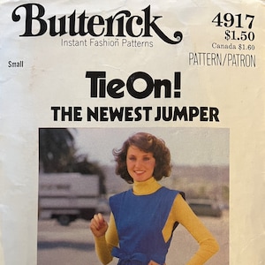 VTG 4917 Butterick (1970&#39;s).  Tie On!  Misses&#39; Jumper.  Size Small (8 to 10).  Complete, unused, FF.  Excellent condition.