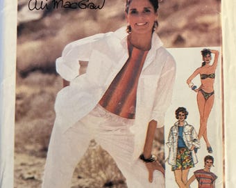 VTG 6893 Simplicity (1985).  Ali McGraw.  Misses' Shirt, Top, Pants, Shorts, Bikini.  Size 8-10-12.  Complete, unused, FF.  Excellent cond.