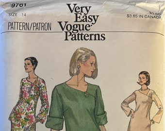 VTG 9761 Vogue (1970's).  Very Easy Vogue.  Misses' Dress, Top, Pants.  Size 14.  Complete, unused, FF.  Excellent condition.