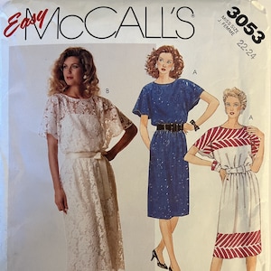 VTG 3053 McCalls (1987). Leichte McCalls. Vermisst Kleid und Slip. Größe 22-24. Komplett, ungebraucht, FF. Hervorragender Zustand.