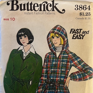VTG 3864 Butterick (1974).  Fast & Easy.  Misses&#39; Jacket.  Size 10.  Complete, unused, FF.  Excellent condition.