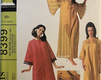 VTG 8399 McCalls (1966).  Misses' & Junior Robes w/Slippers and Boots.  Size Medium.  Complete, unused, FF.  Excellent condition.