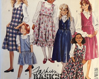 VTG 3261 McCalls (1987).  Fashion Basics for Kids.  Girls' Jumpers.  Size 7-8-10.  Complete, unused, FF.  Excellent condition.