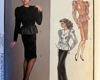VTG 1190 Style (1986).  Personalized Fit.  Misses' Jacket & Skirt.  Size 14-16-18.  Complete, unused, FF.  Excellent condition.