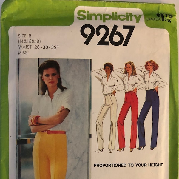 VTG 9267 Simplicity (1979).  Time Saver Stretch Knit.  Misses' Proportioned Pants. Size 14-16-18.  Complete, unused, FF.  Excellent cond.