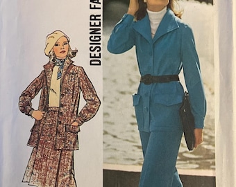 VTG 6603 Simplicity (1974).  Designer Fashion.  Misses' Jacket, Skirt, Pants.  Size 10.  Complete, unused, FF.  Excellent condition.
