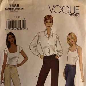 VTG 7585 Vogue (2003).  Misses&#39; Pants.  Size 6-8-10.  Complete, unused, factory folded. Excellent condition.