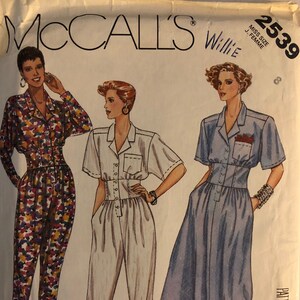 VTG 2539 McCalls (1986).  Misses&#39; Jumpsuit and Dress.  Size 8.  Complete, unused, factory folded.  Excellent condition.