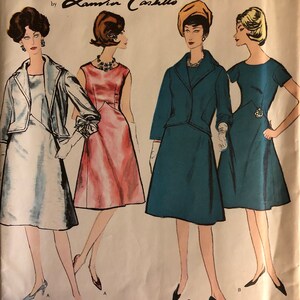 VTG-1133 Vogue (1961).  Vogue Paris Original von Lanvin Castillo. Kleid & Jacke.  Größe 14. Komplett, ungebraucht, ff. Exzellenter Zustand.