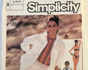 VTG 6893 Simplicity (1985).  Ali McGraw.  Misses' Shirt, Top, Pants, Shorts, Bikini.  Size 8-10-12.  Complete, unused, FF.  Excellent cond.