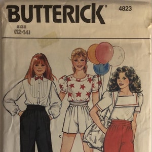 Rare VTG 4823 Butterick (1980&#39;s).  Girls&#39; Pants and Shorts.  Size 12 - 14.  Complete, unused, FF.  Excellent condition.