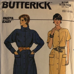 VTG 6744 Butterick (early 1980&#39;s).  Fast & Easy.  Misses&#39; Dress.  Size 12-14-16.  Complete, unused, FF.  Excellent condition.