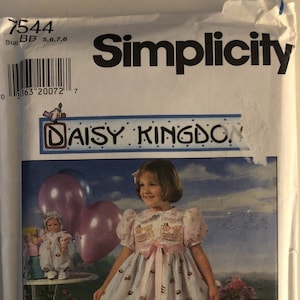 VTG 7544 Simplicity (1997).  Daisy Kingdom.  Child's Dress & Doll Romper.  Size 5-6-7-8.  Complete, unused, FF.  Excellent condition.