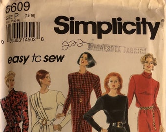 VTG 8609 Simplicity (1993).  Easy to Sew.  Misses' Dress & Belt.  Size 12-14-16.  Complete, unused, FF.  Excellent condition.