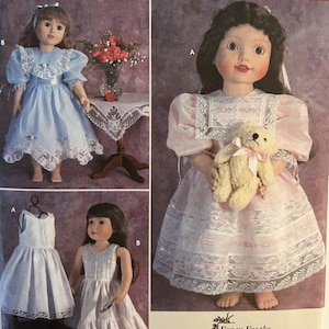 VTG 9560 Simplicity (2001).  Fancy Frocks.  Vintage Clothes for Slender or Standard 18" Dolls.  Complete, unused, FF.  Excellent condition.
