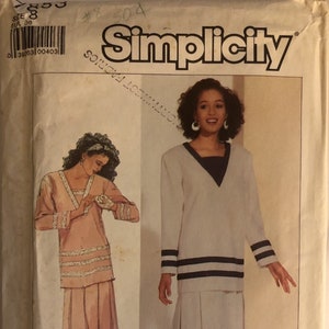 VTG 7883 Simplicity (1986).  Misses&#39; Two-Piece Dress.  Size 8, Bust 31-1/2&quot;.  Complete, unused, FF.  Excellent condition.