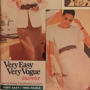 VTG 7164 Vogue (1988). Very Easy, Very Vogue. Misses' jacket, top, skirt.  Size 12-14-16. Complete, unused, FF. Excellent condition.
