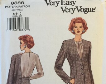 VTG 8888 Vogue (1994). Very Easy, Very Vogue.  Misses' jacket, skirt, pants. Size 6-8-10.  Complete, unused, FF. Excellent condition.