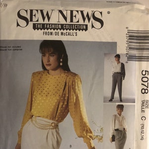 VTG 5078 McCalls (1990). Sew News, The Fashion Collection. Misses&#39; Skirts and Pants.  Size 10-12-14.  Complete, unused, FF.  Excellent cond.