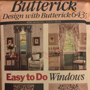 VTG 6435 Butterick (1992). Easy to do Windows.  Complete, unused, factory folded.  Excellent condition.