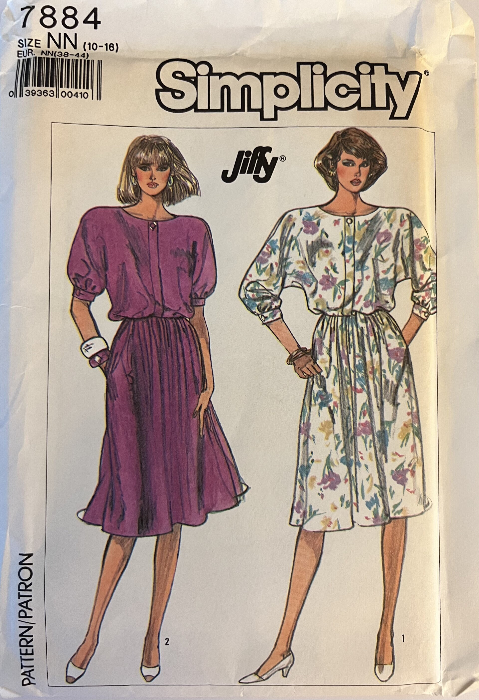 大人気新品 VTG 7884 Simplicity (1986). Jiffy. Misses' Dress. Size 10-12 裁縫材料