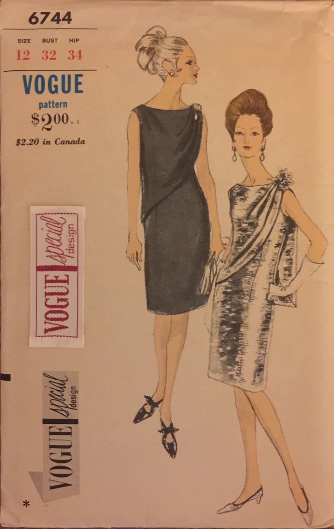 RARE VTG 6744 Vogue (1967). Vogue Special Design. Evening Dress