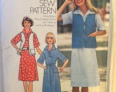 VTG 7294 Simplicity (1975).  How-to-Sew.  Misses' Dress & Vest.  Size 8.  Complete, unused, FF.  Excellent condition.