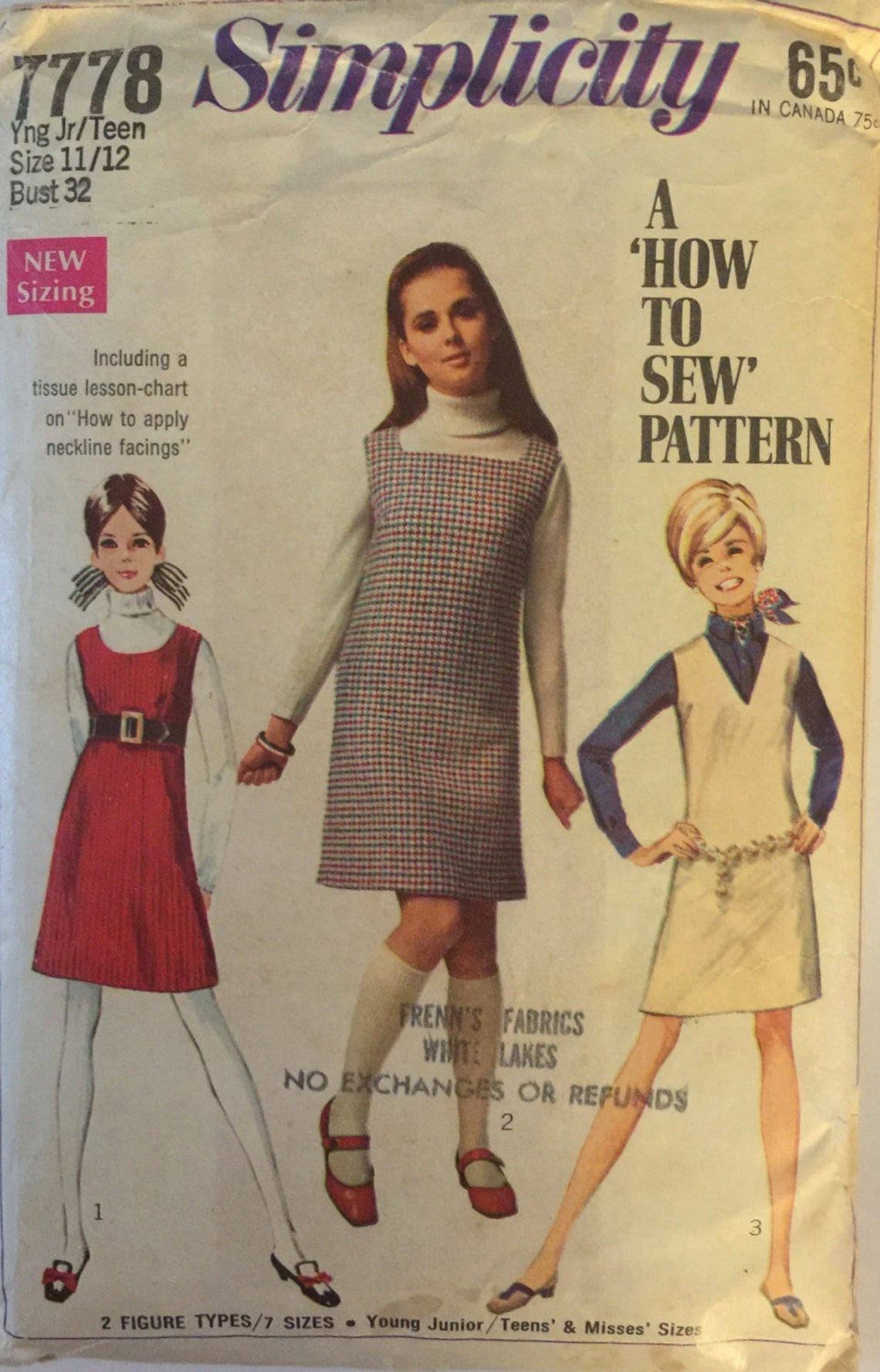 VTG 7778 Simplicity 1968. A How to Sew Pattern. Jumper W/3 - Etsy