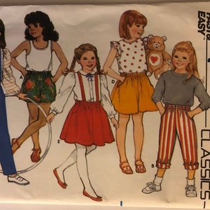 Rare VTG 3358 Butterick (1985).  Fast & Easy.  Girl&#39;s Skirt, Culottes, Pants, Shorts. Size 1-2-3 and 4-5-6.  Complete, FF.  Ex cond.