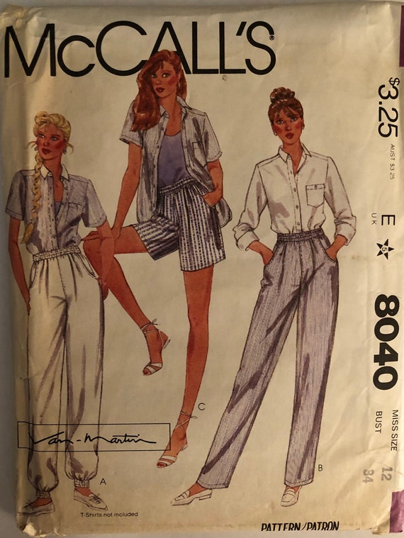 VTG 8040 Mccalls (1982). Van-martin. Misses' Shirt, Pants, Shorts