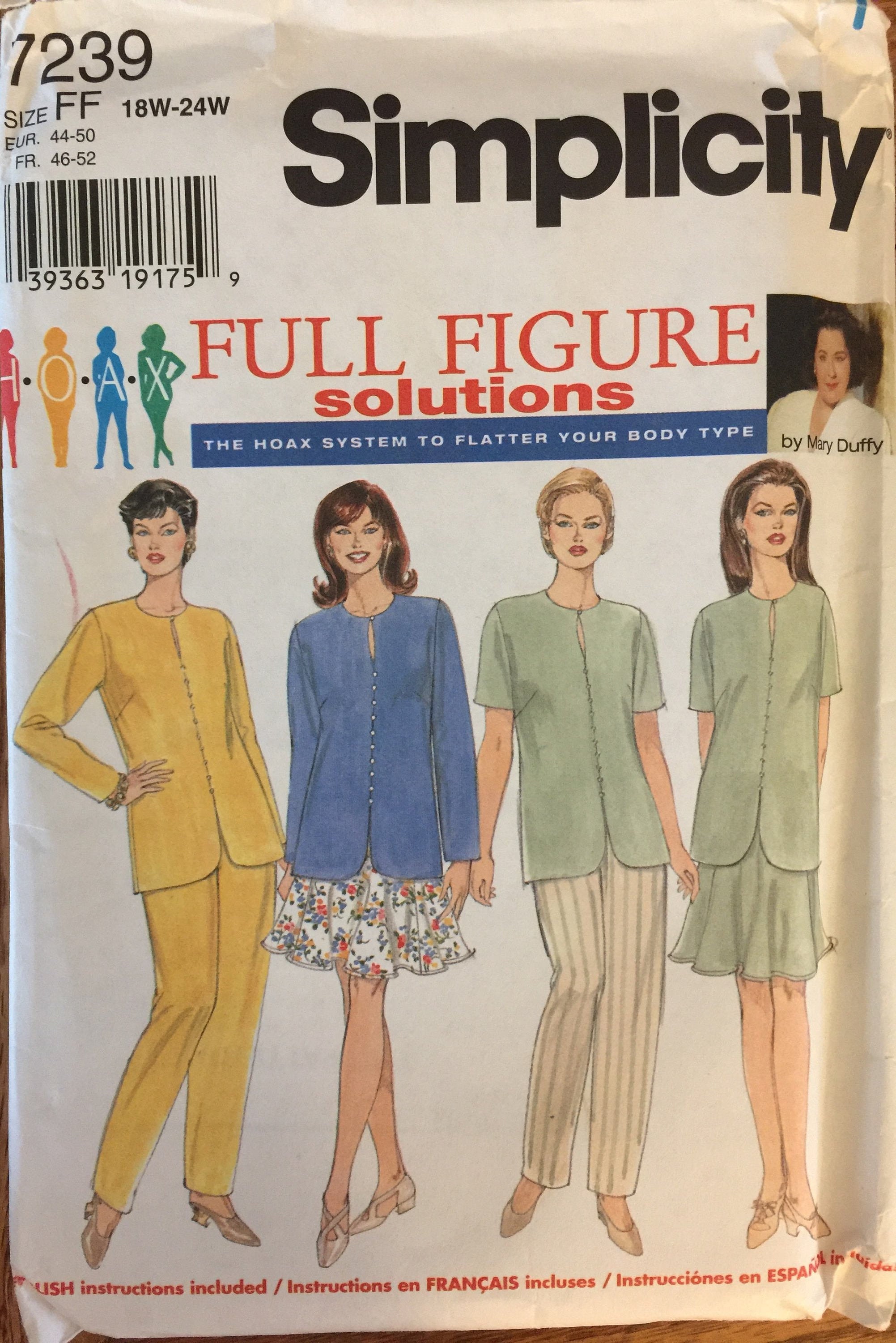 VTG 7239 Simplicity (1996). Full Figure Solutions. Top, Pants