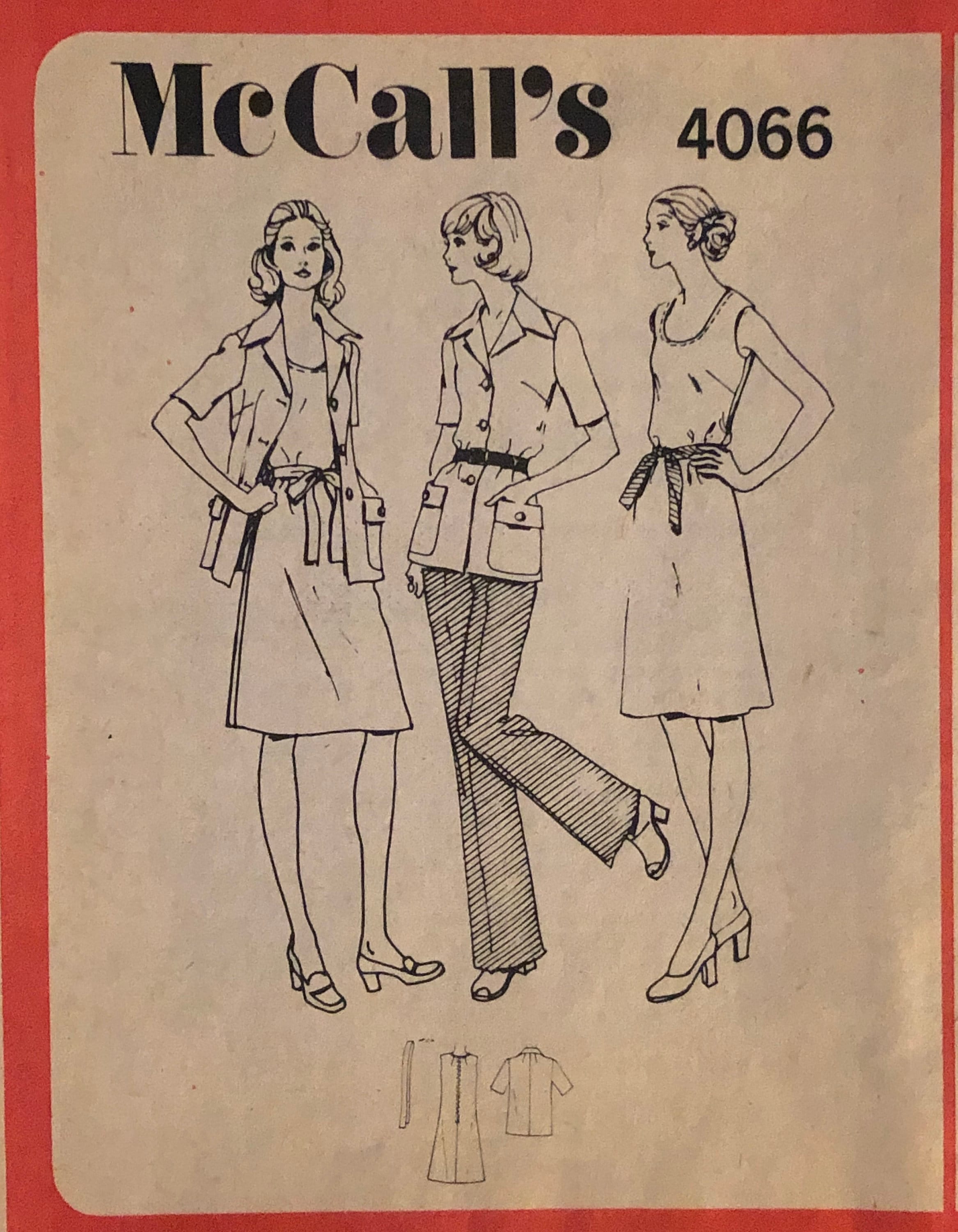 Style 4066 Pattern VTG 4066 Mccalls (1974). Carefree Patterns. Half Size Dress and Jacket ...
