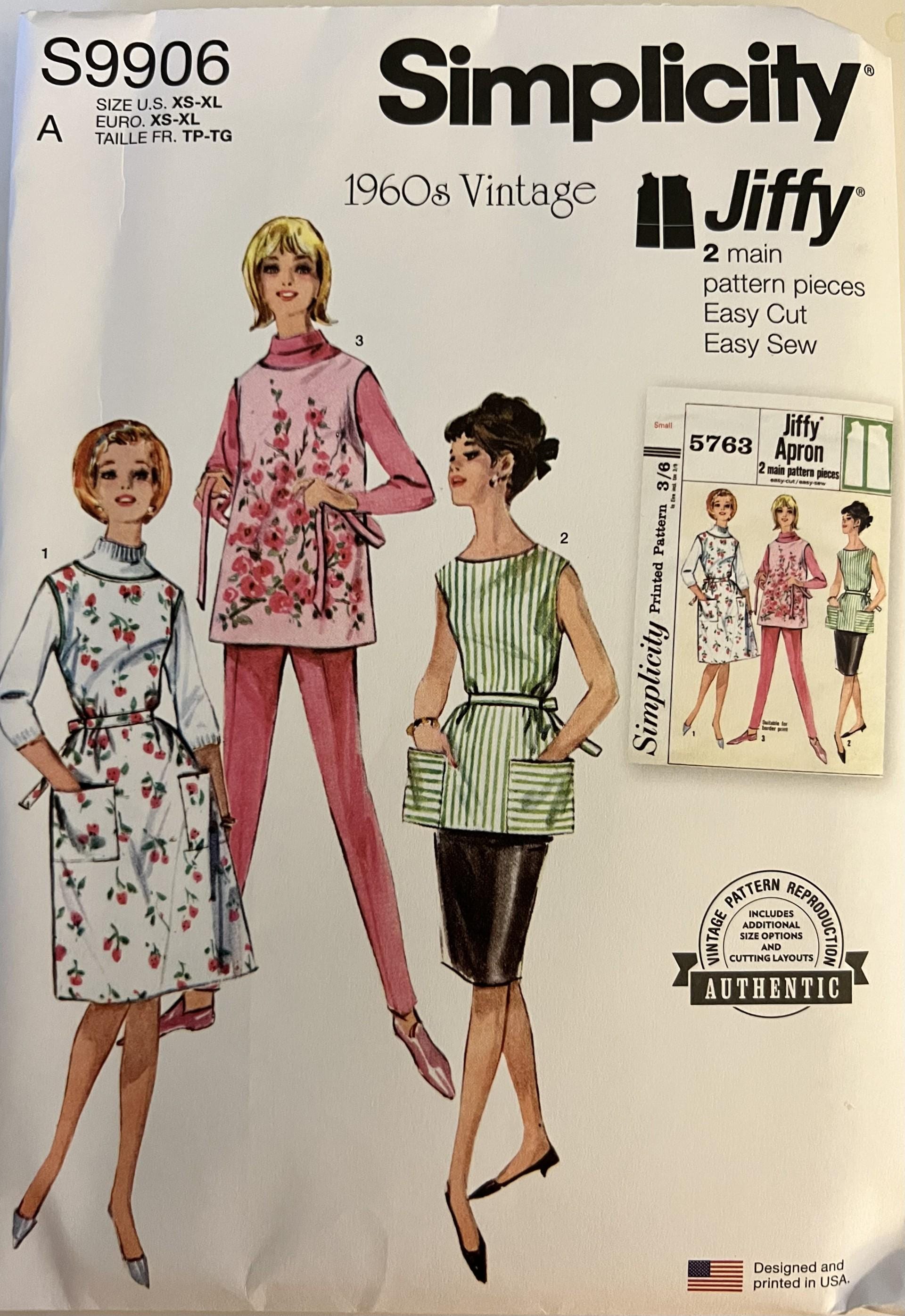 【60s Vintage】Old Apron Chicago today 9906 Simplicity (2024). Authentic 1960's Vintage. Jiffy. Misses