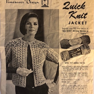 DOWNLOAD PDF. VTG Quick Knit Jacket (1960&#39;s).  Timesaver Design.  Coats and Clark.