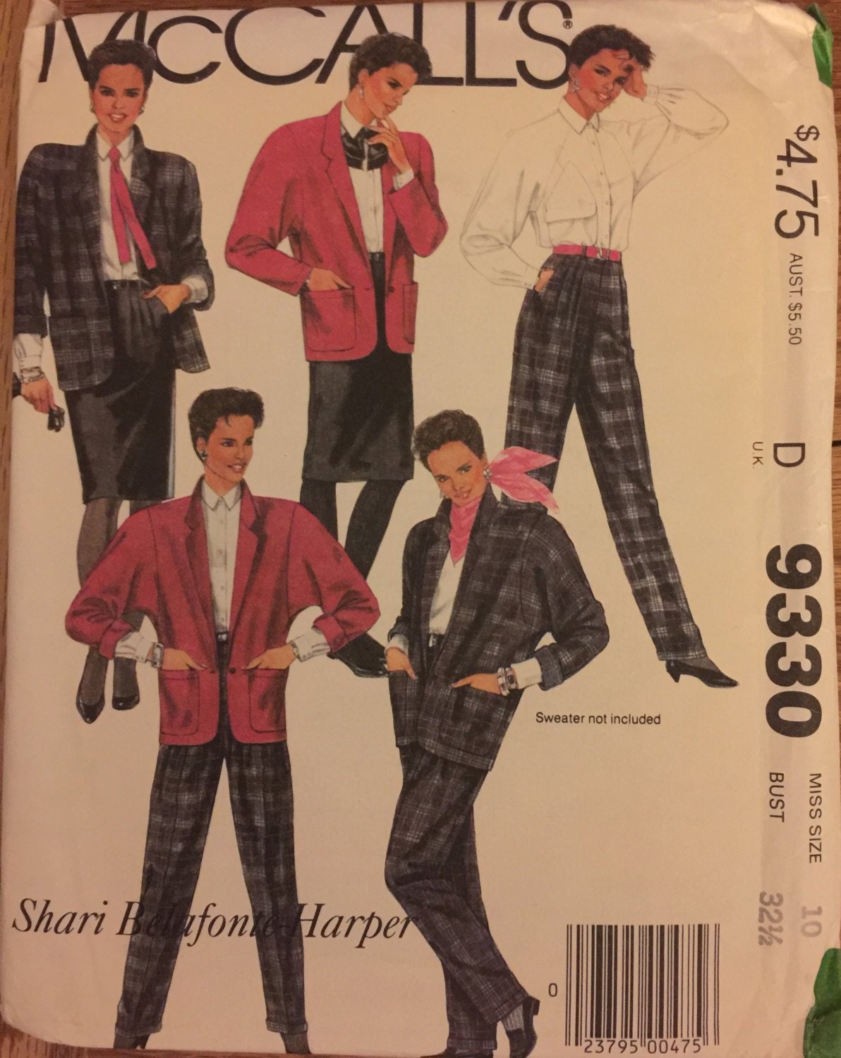 VTG 9330 Mccalls (1984). Shari Belafonte-harper. Misses' Jacket