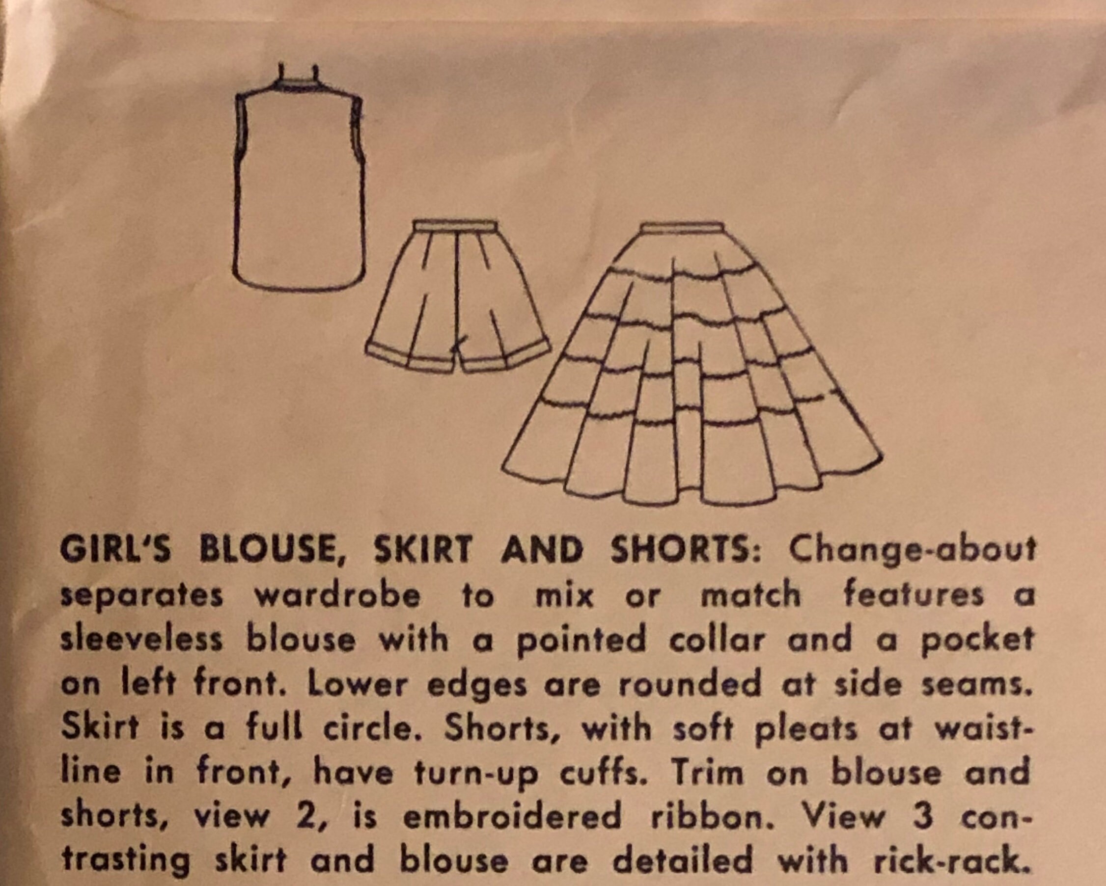VTG 1146 Simplicity 1955. Girl's Blouse Skirt and | Etsy