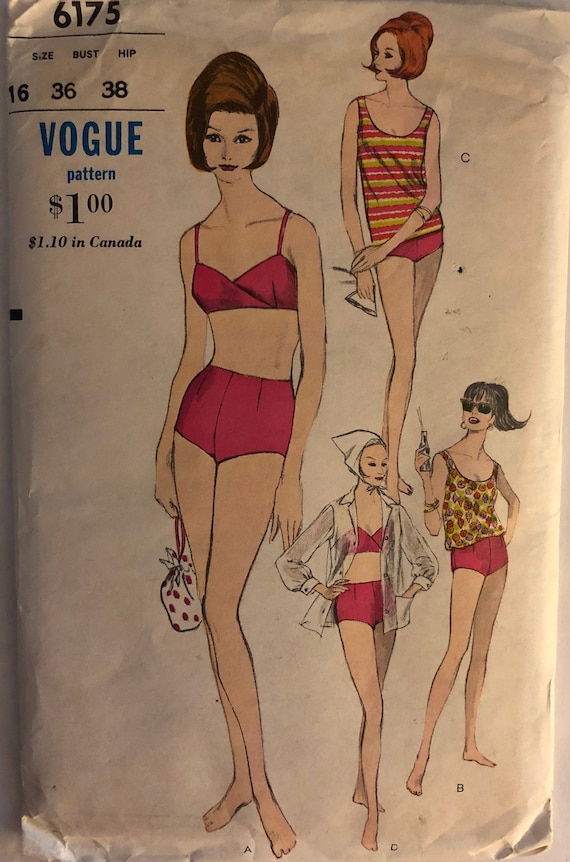 Women's Garments 1 (Become a Pattern 　l1 VTG 6175 Vogue (1964). Bathing Suit, Tank Top, and Shirt