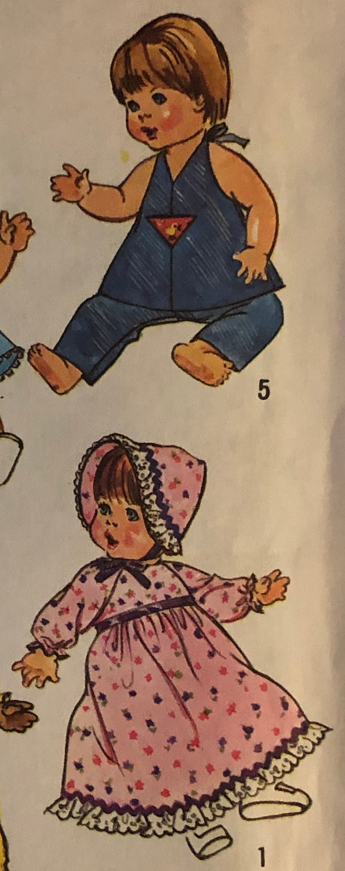 VTG 7208 Simplicity (1975). Wardrobe for Baby Dolls. Size Medium, 15 ...