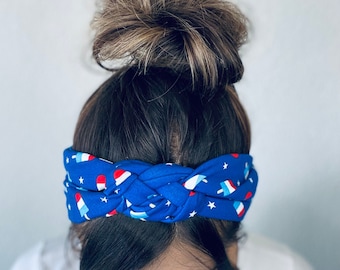 4th of July Chunky Sailor Knot Headband, Patriotic Turban