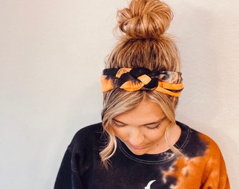 Halloween Pumpkin Chunky Sailor Knot Headband,Bats  Adult Soft and Stretchy Turban Headband, Witches Woman’s Headband, Headbands for Women