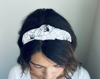 Halloween Knotted Headbands, Spider  Headbands, Spider Web Hard Knot Headbands, Hard Headbands