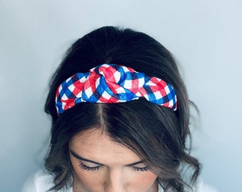 4th Of July Knotted Headbands, Memorial Day Headbands, Stars Hard Knot Headbands, Bandana Headbands